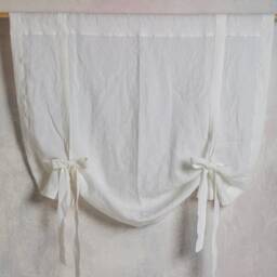 Linen Curtain-Washed Linen Valance-Optical White Tie Up Valance-Rustic French Farmhouse Valance-Window Treatment''farmhouse Decor - thumbnail 2