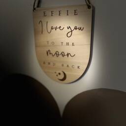 I Love You To The Moon & Back Wall Plaque - Personalised Nursery Decor Sign For Baby's Room Wooden Gift Her - thumbnail 2