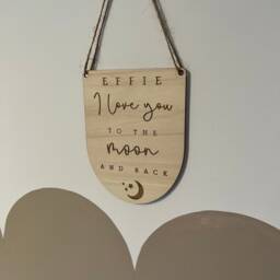 I Love You To The Moon & Back Wall Plaque - Personalised Nursery Decor Sign For Baby's Room Wooden Gift Her - thumbnail 3