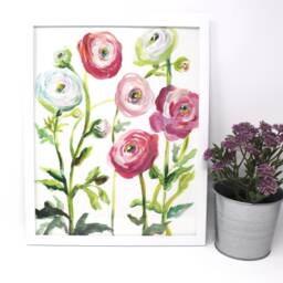 Fresh Pink Floral Art Print, 11x14In, Flower Art, Home Decor, Artwork - thumbnail 2