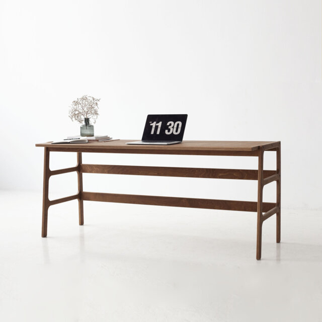 Wooden Computer Desk, Custom Size Mid Century Modern Walnut Desk - image 1