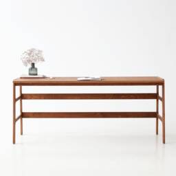 Wooden Computer Desk, Custom Size Mid Century Modern Walnut Desk - thumbnail 2