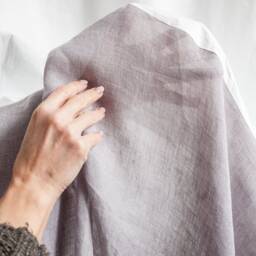 White Tyvek Curtain Panel, Gray Linen, Scandinavian Patio - thumbnail 3