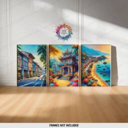 Penang Travel Poster Prints - Set Of 3 Posters - Wall Art Decor Malaysia Illustration Artwork Gift Malaysian Gifts - thumbnail 2