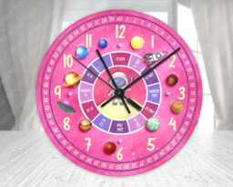 Kids Outer Space Theme Clock, Glass Wall Childs Learning For Boys & Girls - thumbnail 1