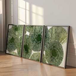 Green Leaf Botanical Art Prints, Modern Home Decor, Set Of 3 - thumbnail 2