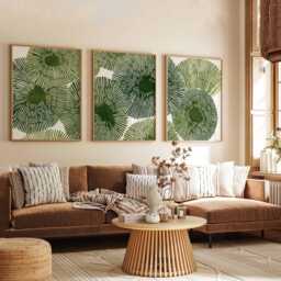 Green Leaf Botanical Art Prints, Modern Home Decor, Set Of 3 - thumbnail 3
