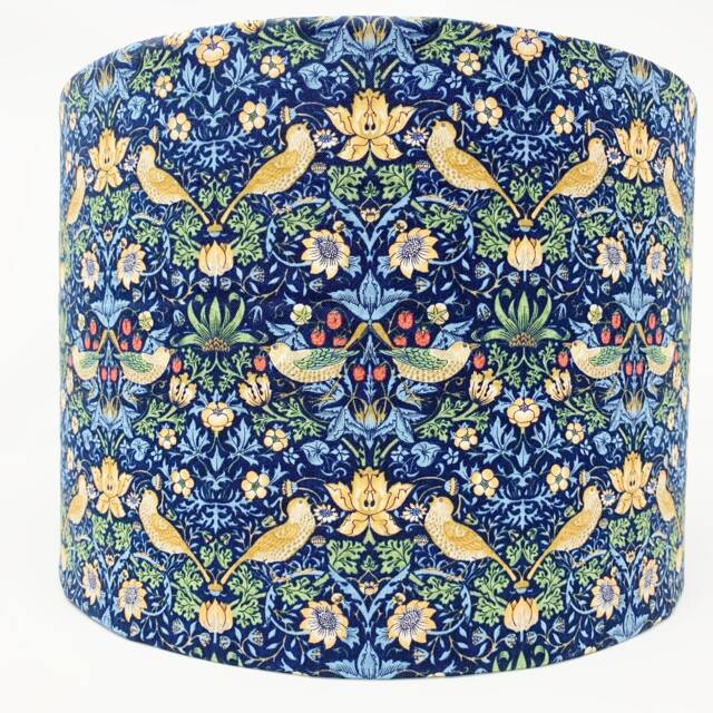 Morris Strawberry Thief Lampshade Navy Blue Bird Art Nouveau Light Shade - image 1