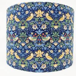 Morris Strawberry Thief Lampshade Navy Blue Bird Art Nouveau Light Shade - thumbnail 1