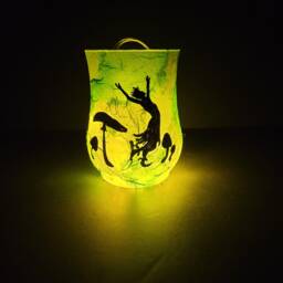 Fairy Night Light Silhouette Candle Holder Hand Made Glass Green Tea - thumbnail 4