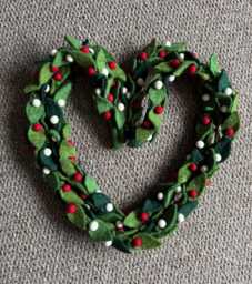 Felt Christmas Garland, Handfelted in Nepal, Felted Holly Decoration