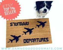 Aviation Welcome Mat, Funny Arrivals Departures Design - Outdoor Coir - thumbnail 1