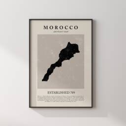 Morocco Map Vintage Abstract Wall Art Print Picasso + Matisse Inspired Travel Poster - thumbnail 3