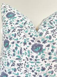 Indian Block Print Pillow Cover , Cotton Voile Hand Mede - thumbnail 1