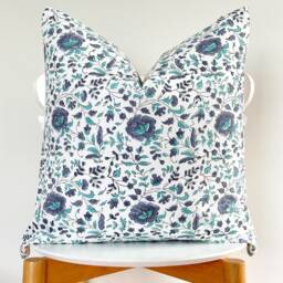 Indian Block Print Pillow Cover , Cotton Voile Hand Mede - thumbnail 2