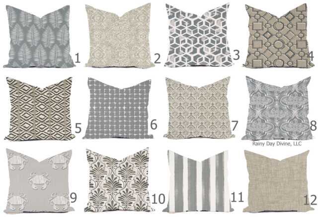 Outdoor Pillows Or Indoor Custom Cover - Gray Sand Tan Beige White Contemporary Modern Geometric Coastal 18x18, 16x16 - image 1