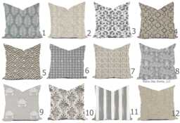 Outdoor Pillows Or Indoor Custom Cover - Gray Sand Tan Beige White Contemporary Modern Geometric Coastal 18x18, 16x16 - thumbnail 1