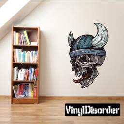 Viking Skull Wall Decal - Fabric Vinyl Removable & Reusable Skulluscolor010Et