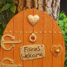 Large Fairy Door - Hand Painted Tan 7 Inch High In/Outdoor Whimsical All Fairies Welcome Sign Garden Decor - thumbnail 3