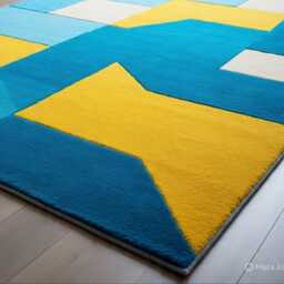 Modern Multi Color Hand Tufted Wool Rugs, Handmade Blue Oushak Rug, Floral Area Contemporary Carpet For Kitchen, Kids Runner Rugs - thumbnail 4