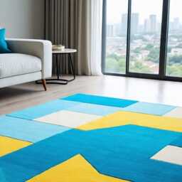 Modern Multi Color Hand Tufted Wool Rugs, Handmade Blue Oushak Rug, Floral Area Contemporary Carpet For Kitchen, Kids Runner Rugs - thumbnail 2