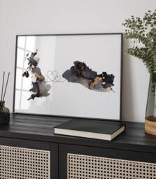 Britain & El Salvador Map Black & Gold Travel Wall Art Print - United Kingdom UK - thumbnail 1