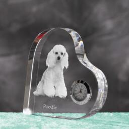 Poodle - Crystal Clock in The Shape Of A Heart With Image Pure-Bred Dog - thumbnail 2