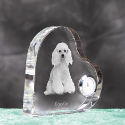 Poodle - Crystal Clock in The Shape Of A Heart With Image Pure-Bred Dog - thumbnail 3