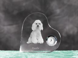 Poodle - Crystal Clock in The Shape Of A Heart With Image Pure-Bred Dog - thumbnail 1
