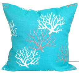 Nautical Pillow Cover, Blue Outdoor Aqua Cover For 20x20 Pillow, 16x16 18x18 All Sizes - thumbnail 1