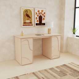 Handmade Birch Plywood Desk Scandinavian Modern Office With Artistic Drawers - thumbnail 1