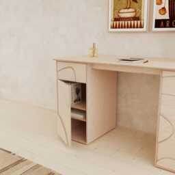 Handmade Birch Plywood Desk Scandinavian Modern Office With Artistic Drawers - thumbnail 4