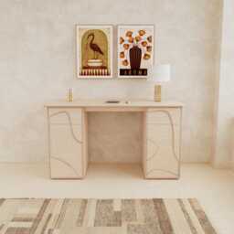 Handmade Birch Plywood Desk Scandinavian Modern Office With Artistic Drawers - thumbnail 3
