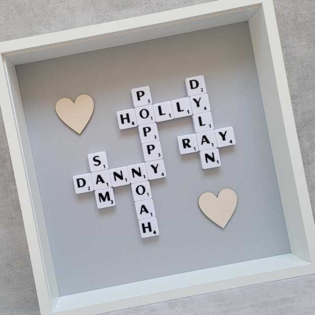 10x10 Frame - 6cm Deep Scrabble Picture Family Tree New Home Friend Love Couples Valentine Engaged Engagement Wedding Anniversary - image 1