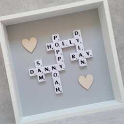 10x10 Frame - 6cm Deep Scrabble Picture Family Tree New Home Friend Love Couples Valentine Engaged Engagement Wedding Anniversary - thumbnail 1