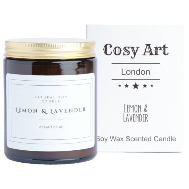 Lemon & Lavender Soy Wax Candle Natural Scented Candle 200Ml Best Seller Poured in London Essential Oil - image 1