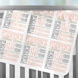 Baby Name Blanket, Monogrammed Personalized Milestone Swaddle Receiving Handmade Shower Gift For Newborn, Her, Kids - thumbnail 4