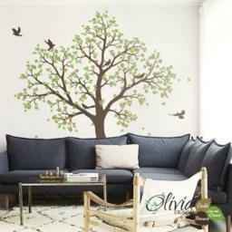 White Tree Wall Mural. Baby Nursery Decal. With Birds -Nt043 - thumbnail 2