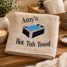 Embroidered Hot Tub Towel, Personalised Name, Pool Party Gift