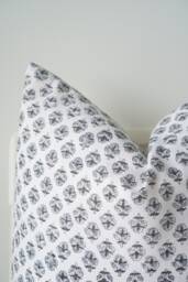"Block Print Pillow Cover Floral Batik, Natural Dyed - 20"" X 20" - thumbnail 1