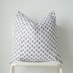 "Block Print Pillow Cover Floral Batik, Natural Dyed - 20"" X 20" - thumbnail 2