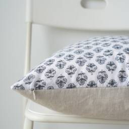 "Block Print Pillow Cover Floral Batik, Natural Dyed - 20"" X 20" - thumbnail 3