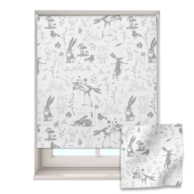 Grey Sketch Hares Roller Blind, Nursery Roller Blind, Guess How Much I Love You, Made To Measure, Blackout Blind - image 1