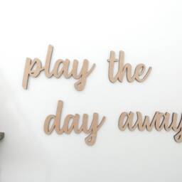 Play The Day Away - Playroom Quotes Children's Bedroom Wall Art Accessory Wooden Nursery Decor Scandi Boho Decoration - thumbnail 2