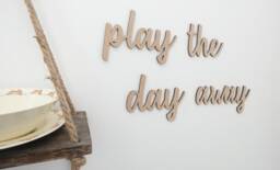 Play The Day Away - Playroom Quotes Children's Bedroom Wall Art Accessory Wooden Nursery Decor Scandi Boho Decoration - thumbnail 1