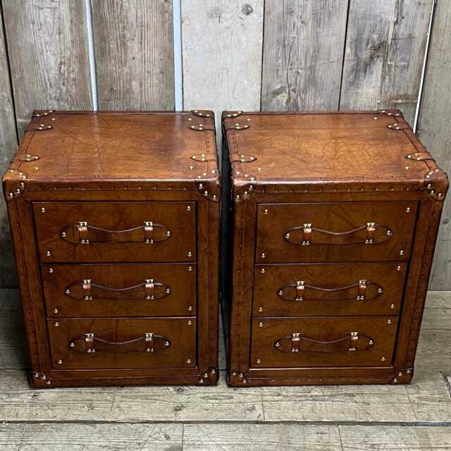 Bespoke Leather Bedside Cabinet - Custom Solid Wood Nightstand, English Made Furniture - image 1