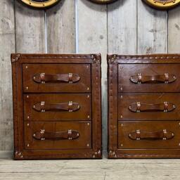 Bespoke Leather Bedside Cabinet - Custom Solid Wood Nightstand, English Made Furniture - thumbnail 3