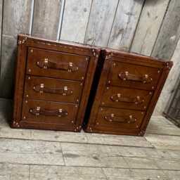 Bespoke Leather Bedside Cabinet - Custom Solid Wood Nightstand, English Made Furniture - thumbnail 4