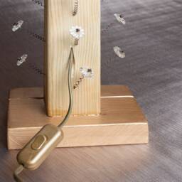 Abat Jour Wood & Glass Flowers - Lamp Holder Vintage Tungsten Bulb - thumbnail 4