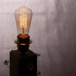 Abat Jour Wood & Glass Flowers - Lamp Holder Vintage Tungsten Bulb - thumbnail 2